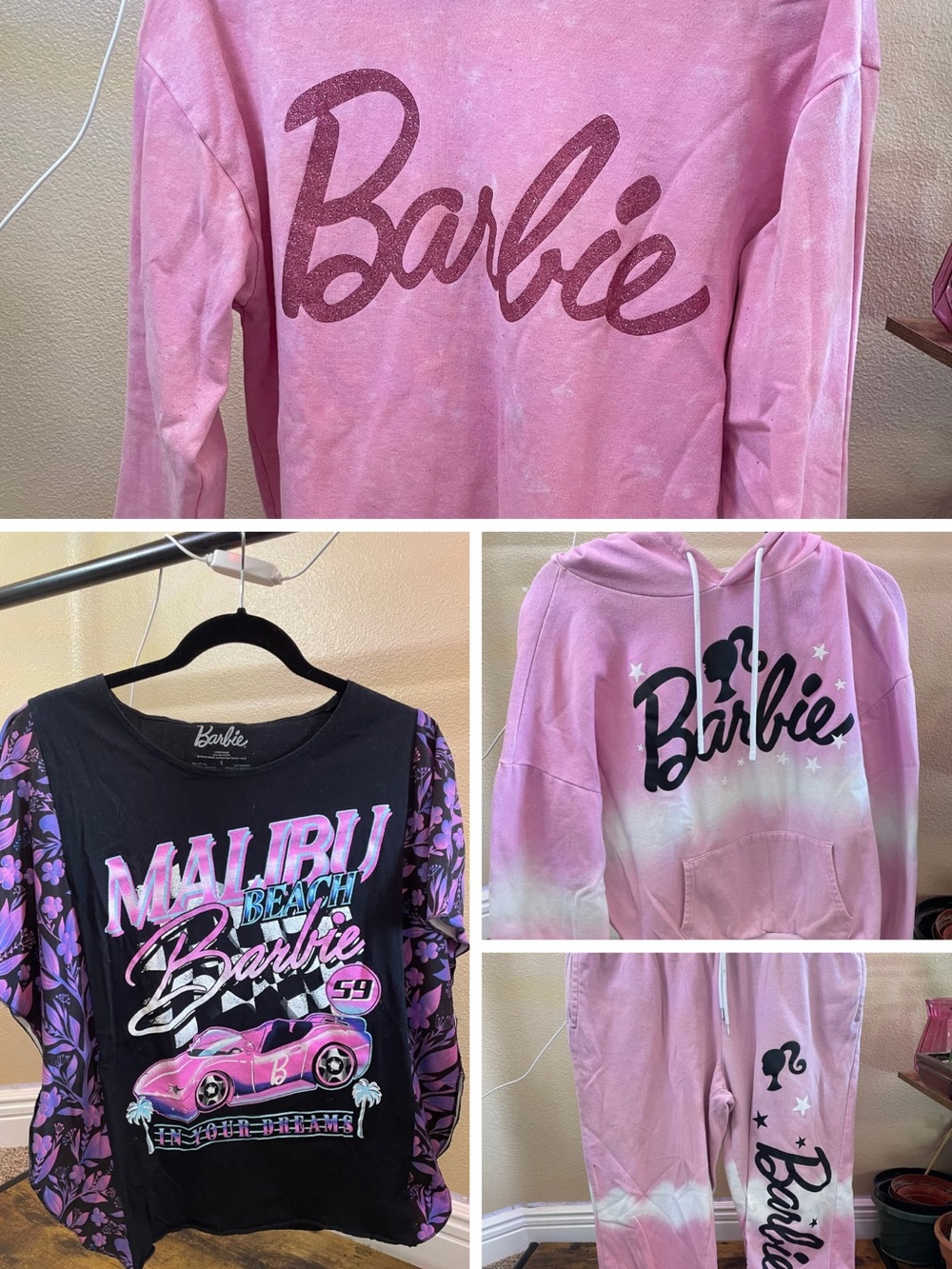 Barbie Bundle! Pink Tie-Dye Hoodie, Sweatpants & Malibu Graphic Tee Set